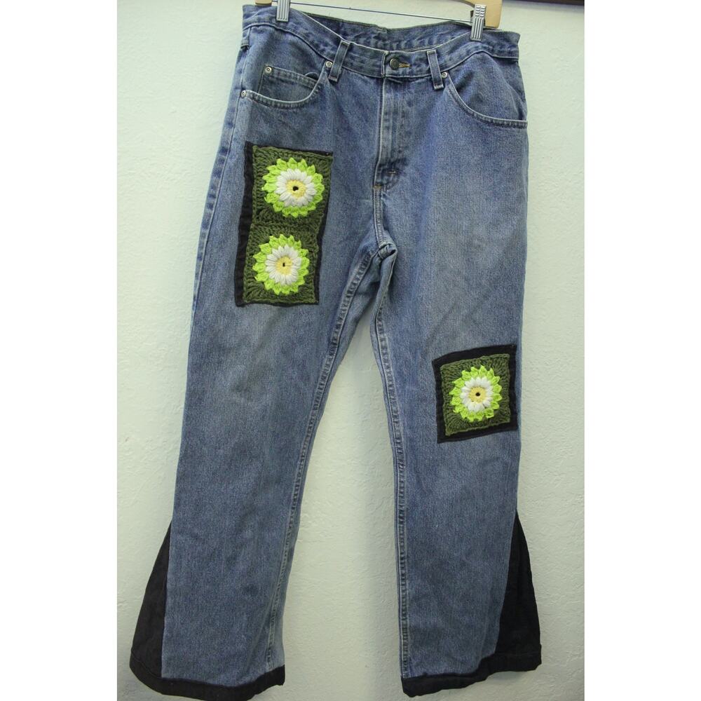 Reworked High Rise Wrangler Flare Pocket Jeans- 34"